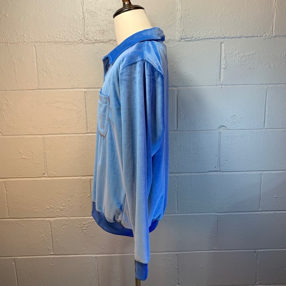 Haband Men's Blue Velvet Pullover Long Sleeve Collared Shirt Size Medium - Picture 4 of 6